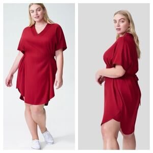 Universal Standard Priscilla Red Mini Dress 10/12 Tie Back Short Sleeve Casual